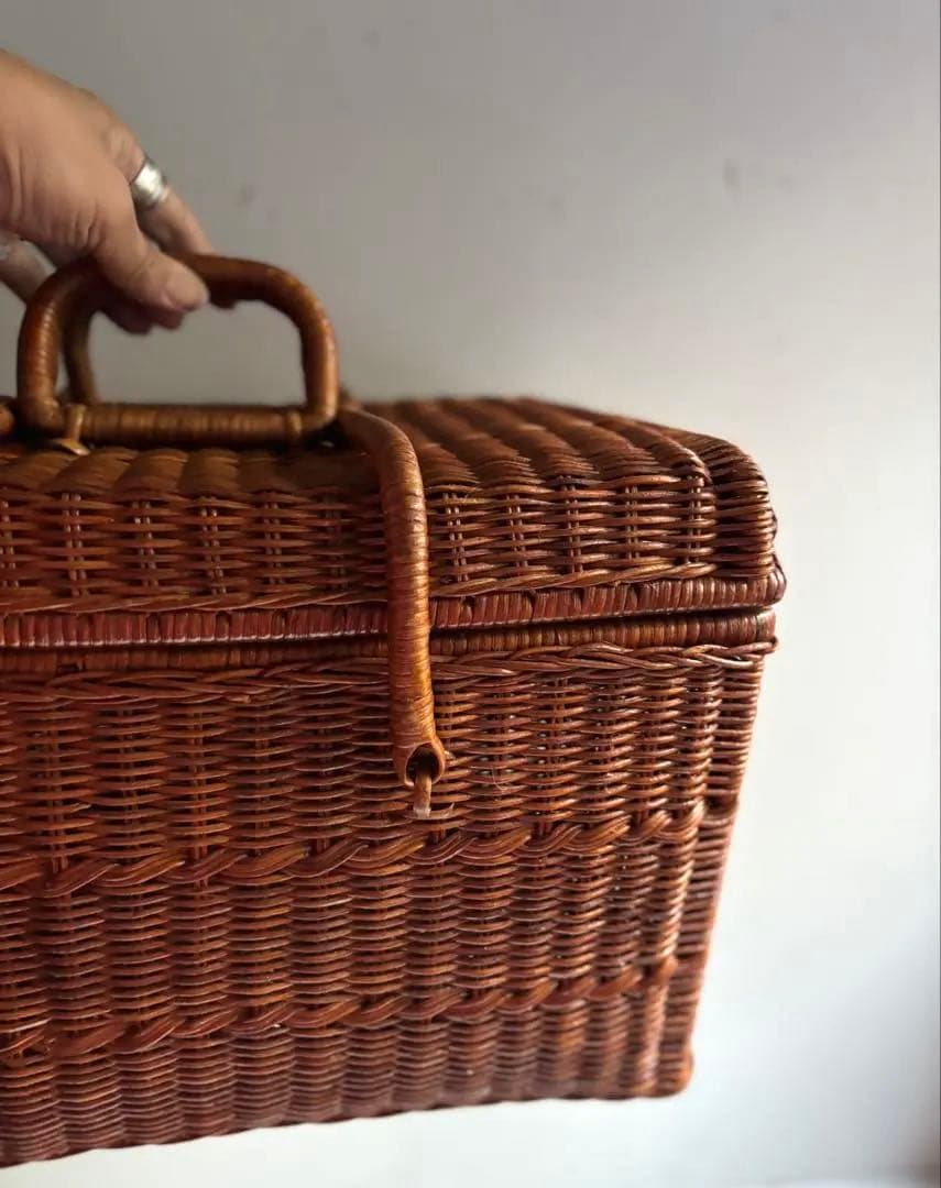 634 フランスアンティーク ピクニックバスケット パニエ 蚤の市購入 美品