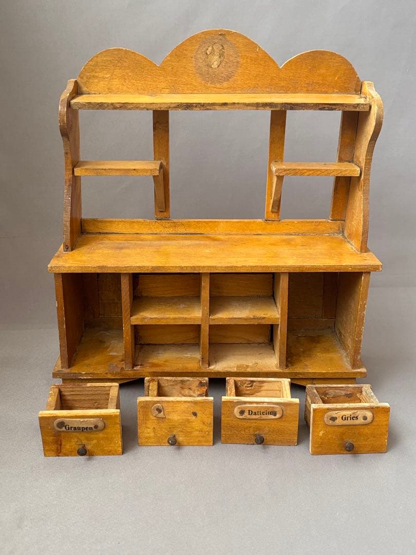 アンティーク ドールキャビネット ドールハウス ミニチュア 木製棚 ドール家具