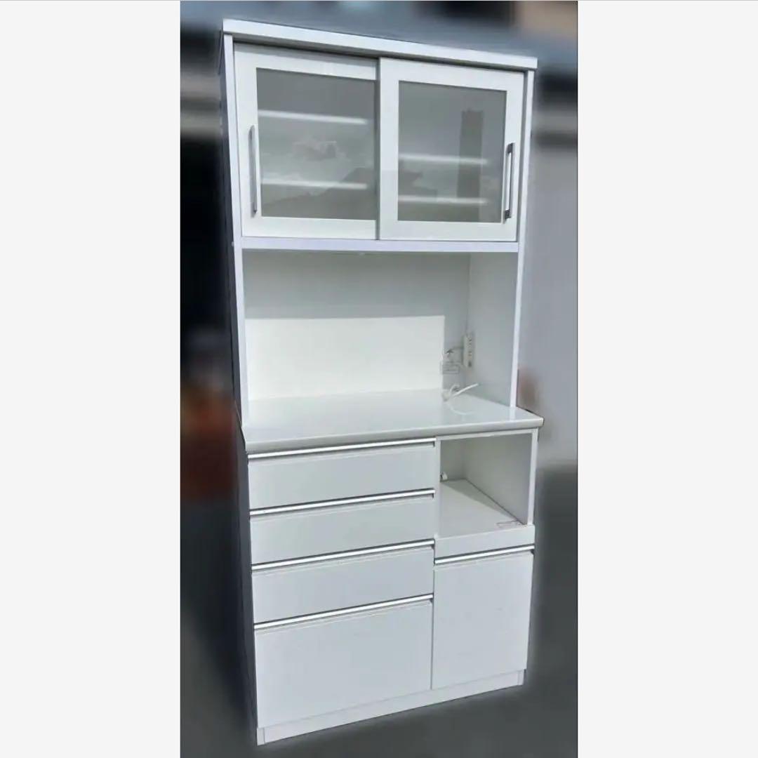 送料込み】キッチンボード レジューム 90TG-S WH 食器棚 ニトリ - メルカリ