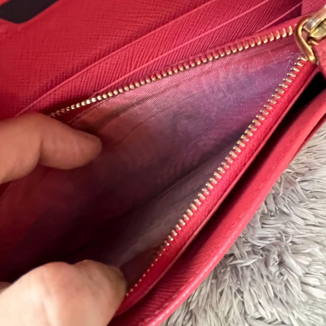 美品✨PRADA サフィアーノ　三角ロゴ　長財布　カードケース付き　ピンク