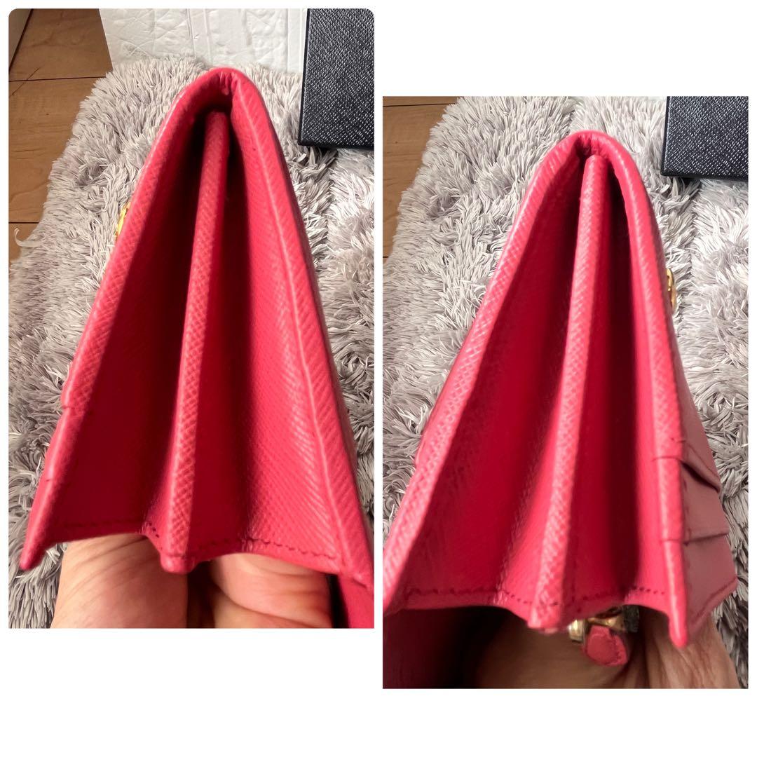 美品✨PRADA サフィアーノ　三角ロゴ　長財布　カードケース付き　ピンク
