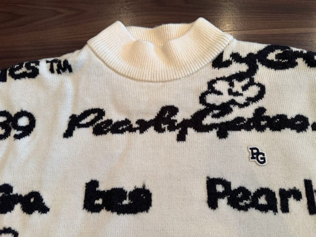 Pearly Gates 天竺*ロゴインターシャ モックネックニットプルオーバー