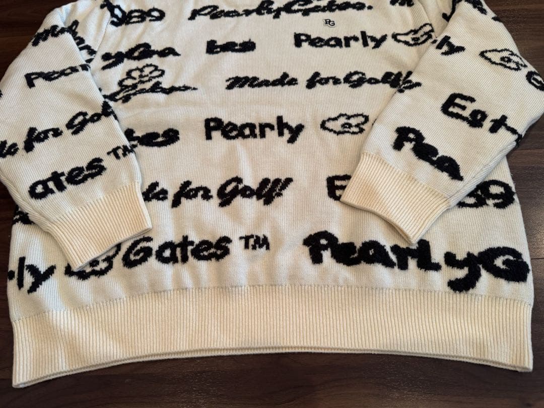 Pearly Gates 天竺*ロゴインターシャ モックネックニットプルオーバー