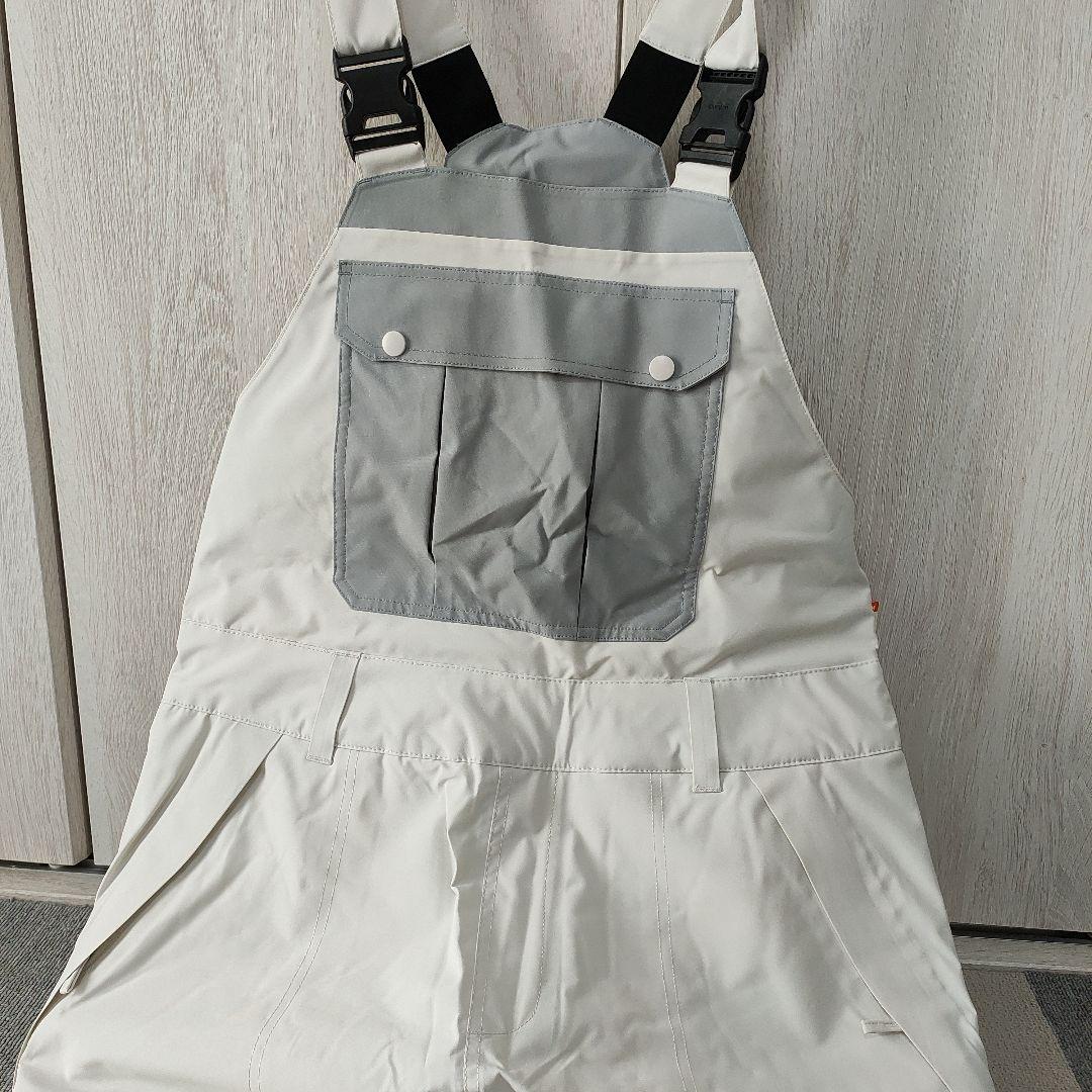  防水オーバーオール ホワイト グレー　　M