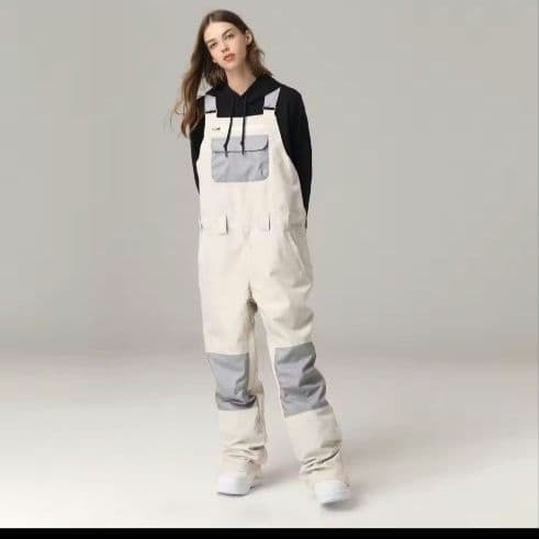  防水オーバーオール ホワイト グレー　　M