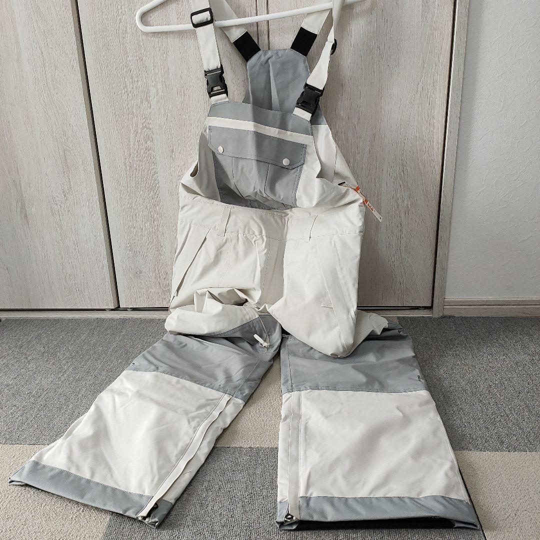  防水オーバーオール ホワイト グレー　　M