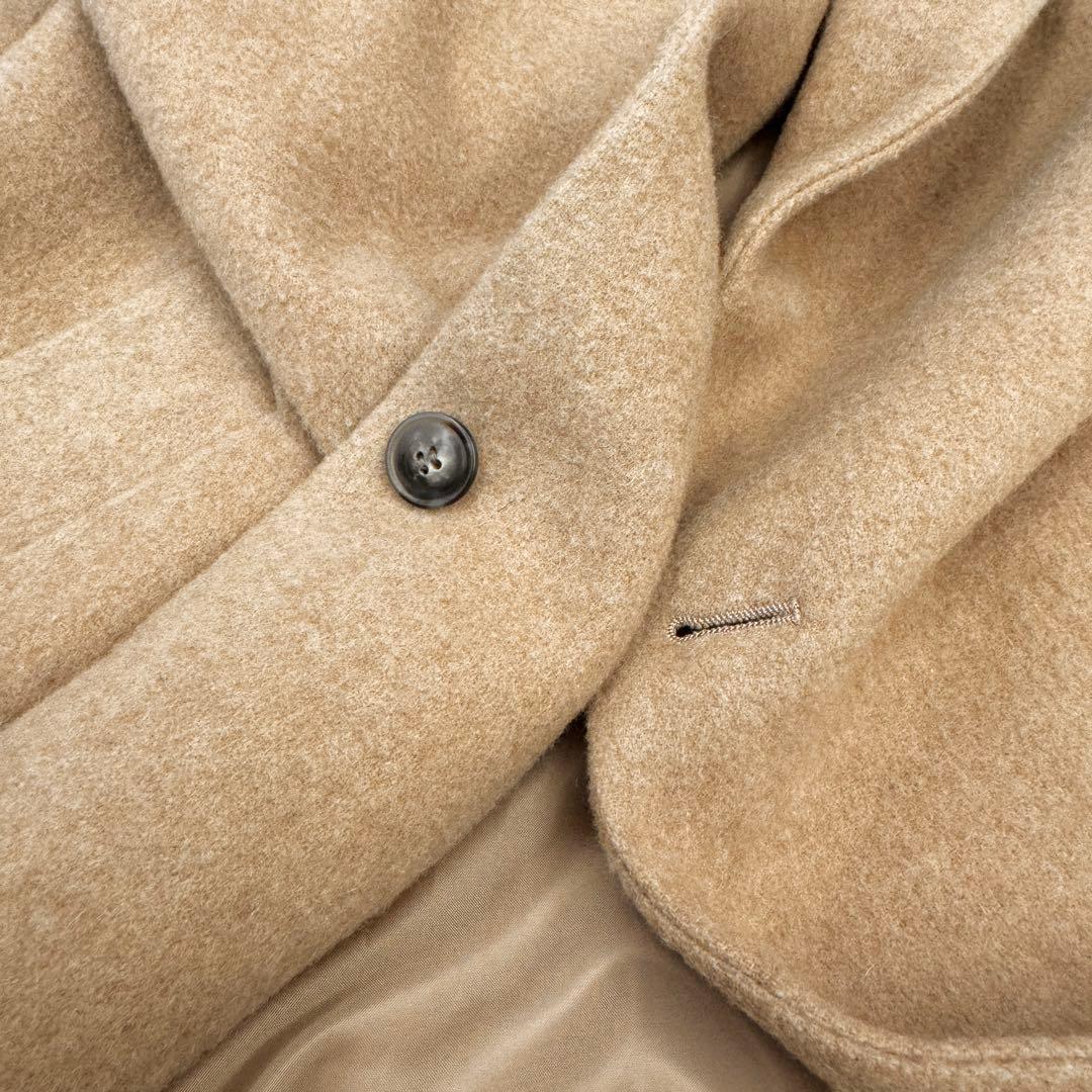 完売品 美品 ミズイロインド スタンドカラー ロング コート キャメル ウール