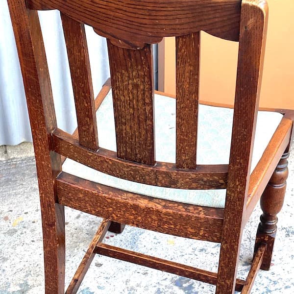 送料別　アンティーク　ダイニングチェア4脚セット　オーク材　ファブリック