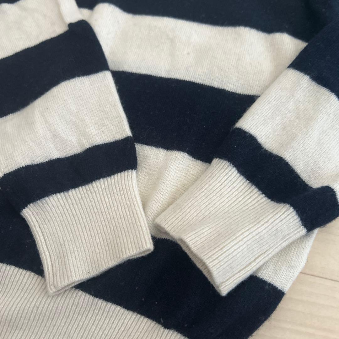 パーリーゲイツ　ロゴ入り　ボーダーカシミヤニット