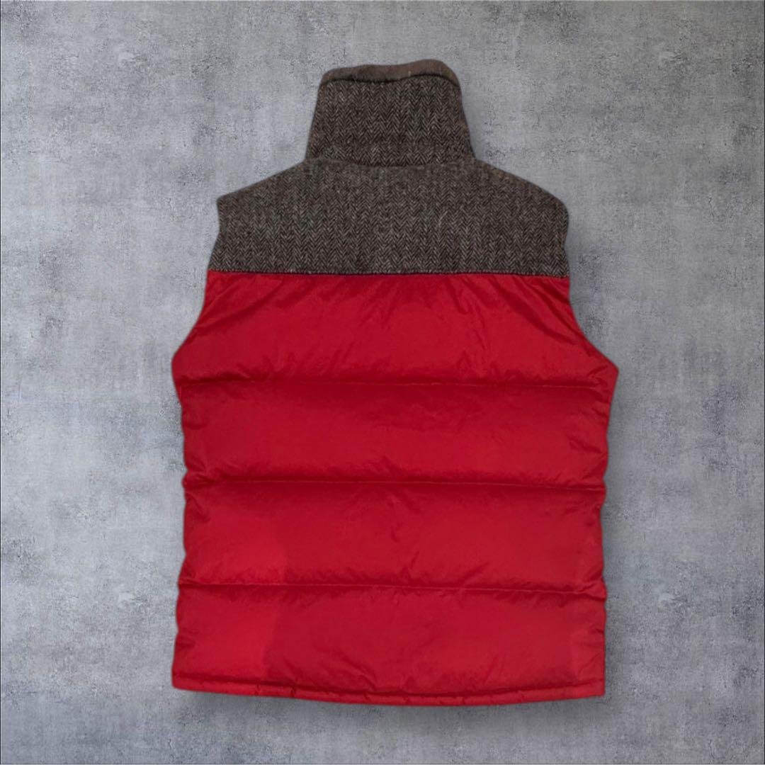 THE NORTH FACE ダウンベスト 赤 メンズXL ハリスツイード