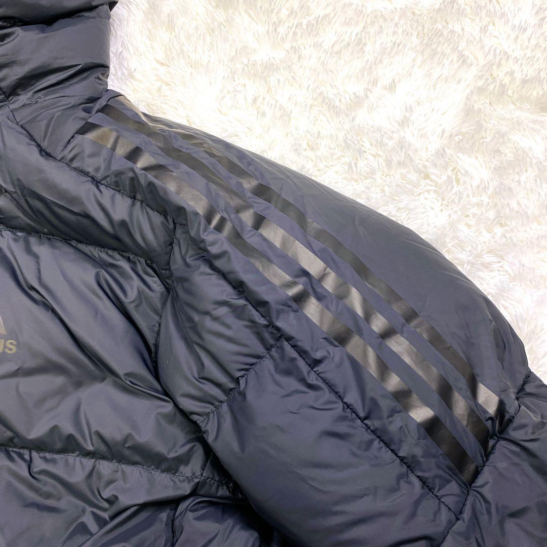 新品 adidas ロング ベンチコート ダウン ブラックストライプ XL