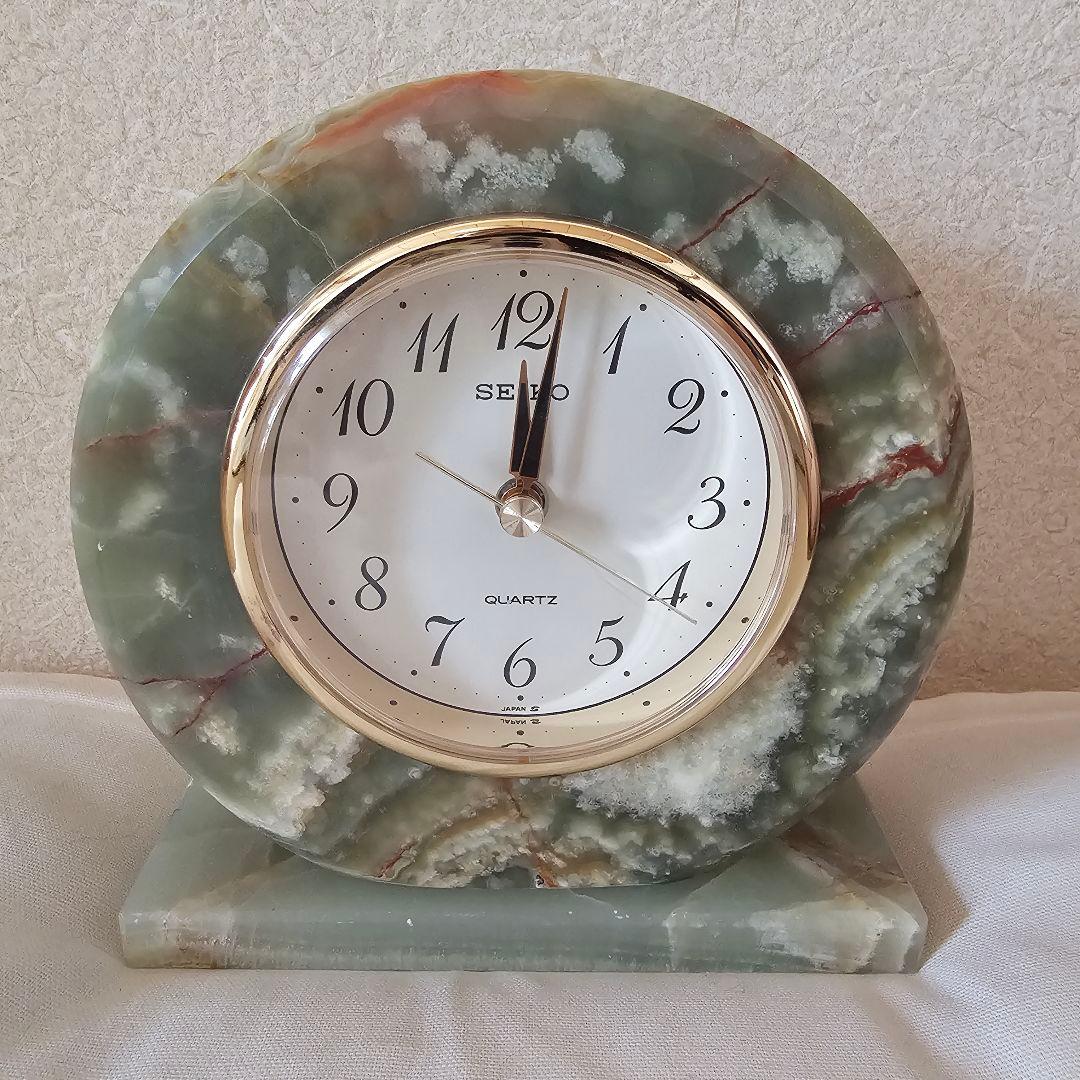 SEIKO セイコー 大理石 グリーンオニキス クォーツ 置時計 - メルカリ