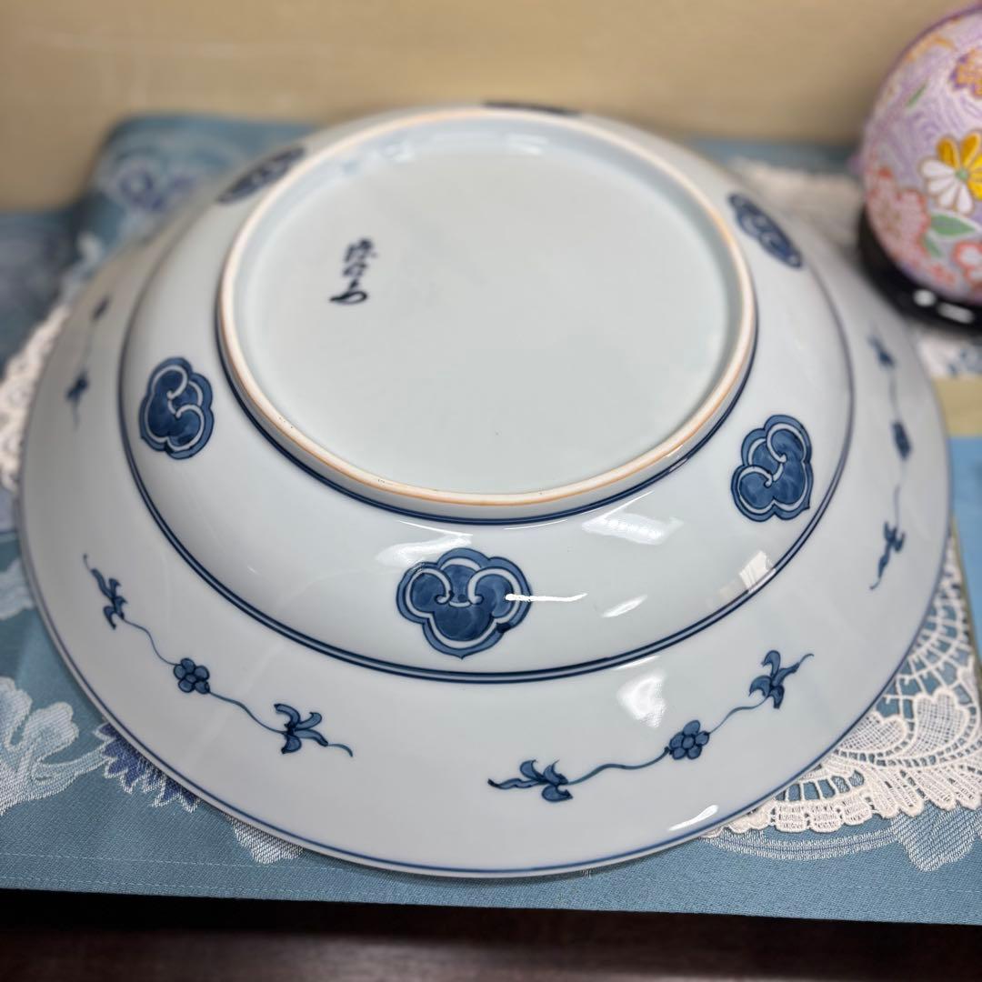 源右衛門　染付芙蓉手　大皿　木箱入り　深皿