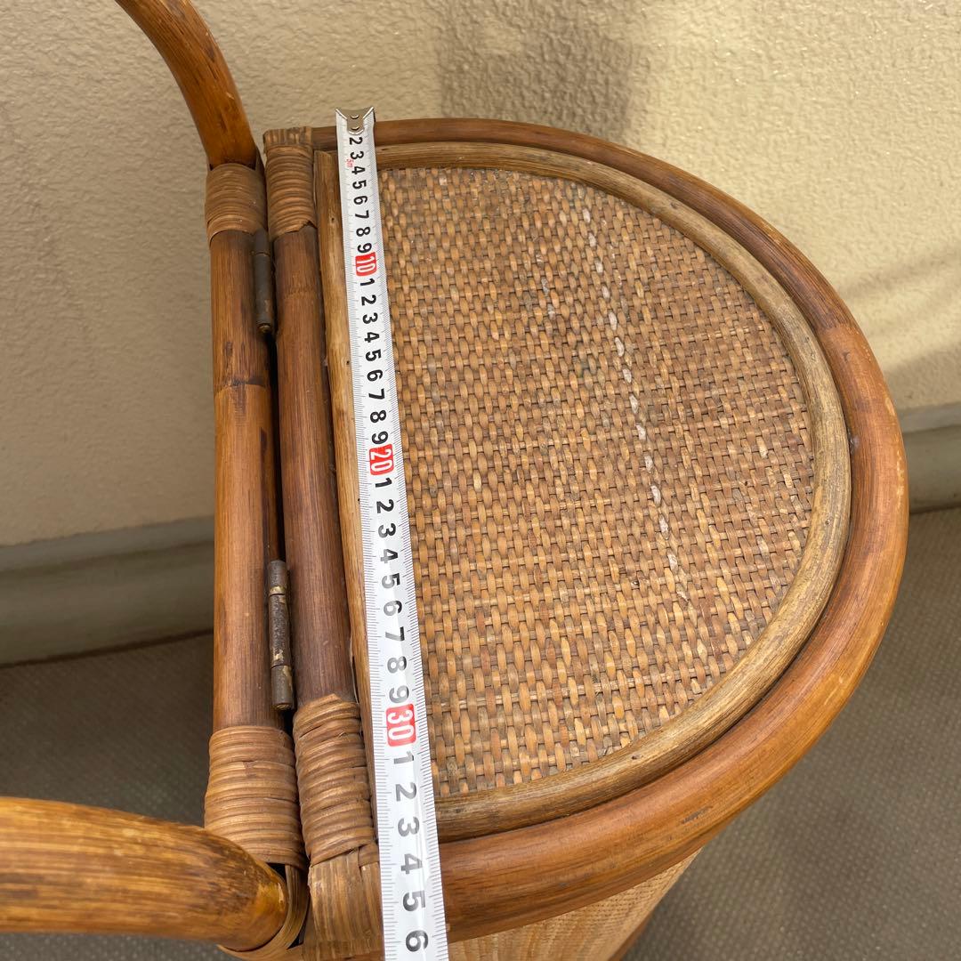 ラタン籐 バスケット キャスター付き kazama 希少昭和レトロ
