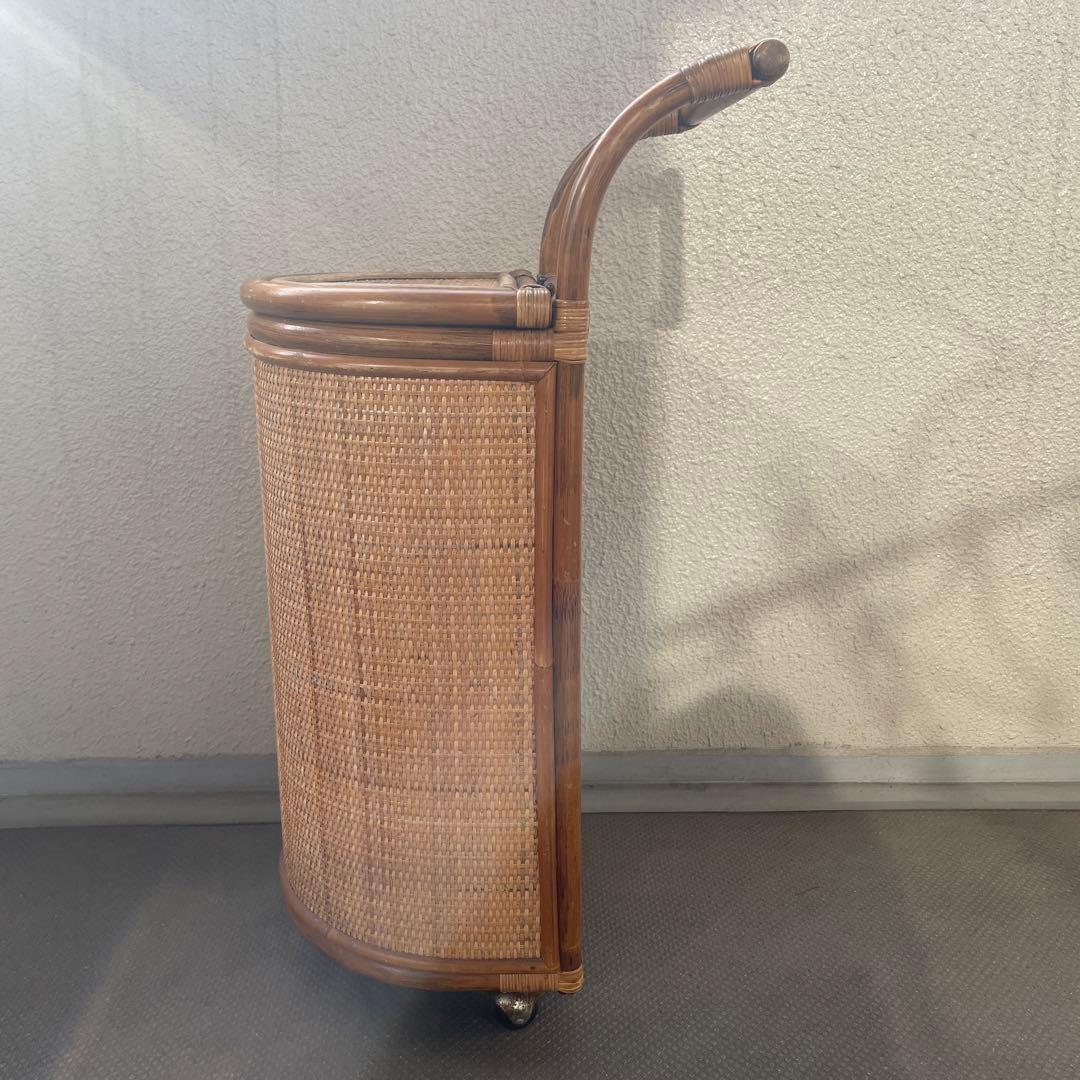 ラタン籐 バスケット キャスター付き kazama 希少昭和レトロ