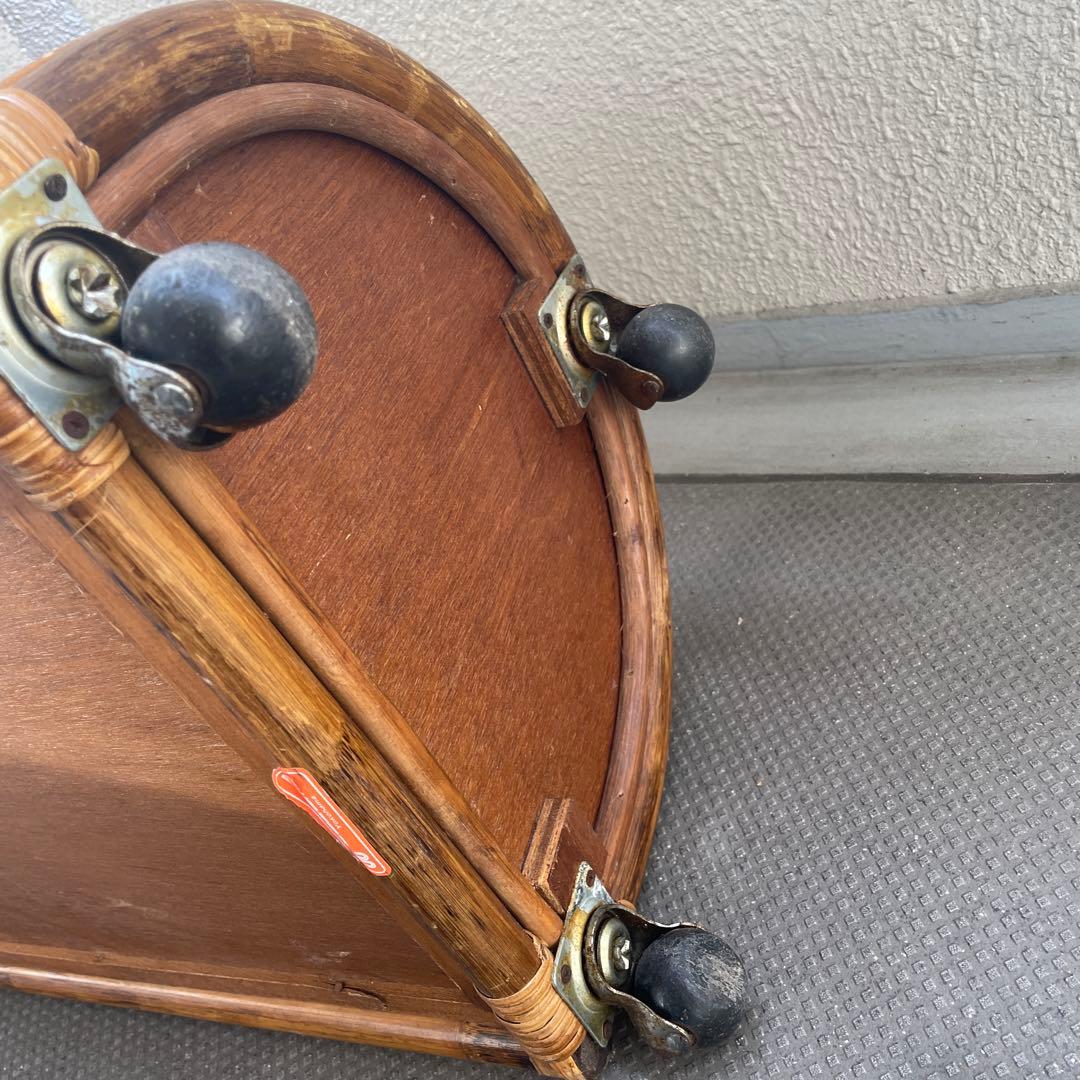 ラタン籐 バスケット キャスター付き kazama 希少昭和レトロ