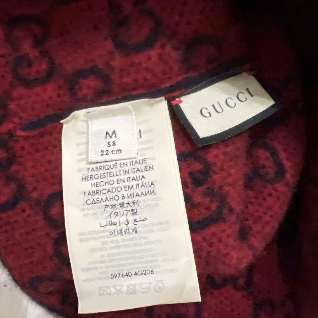 む*ま様 GUCCI GGロゴニット帽 Mサイズ ネイビー/レッド