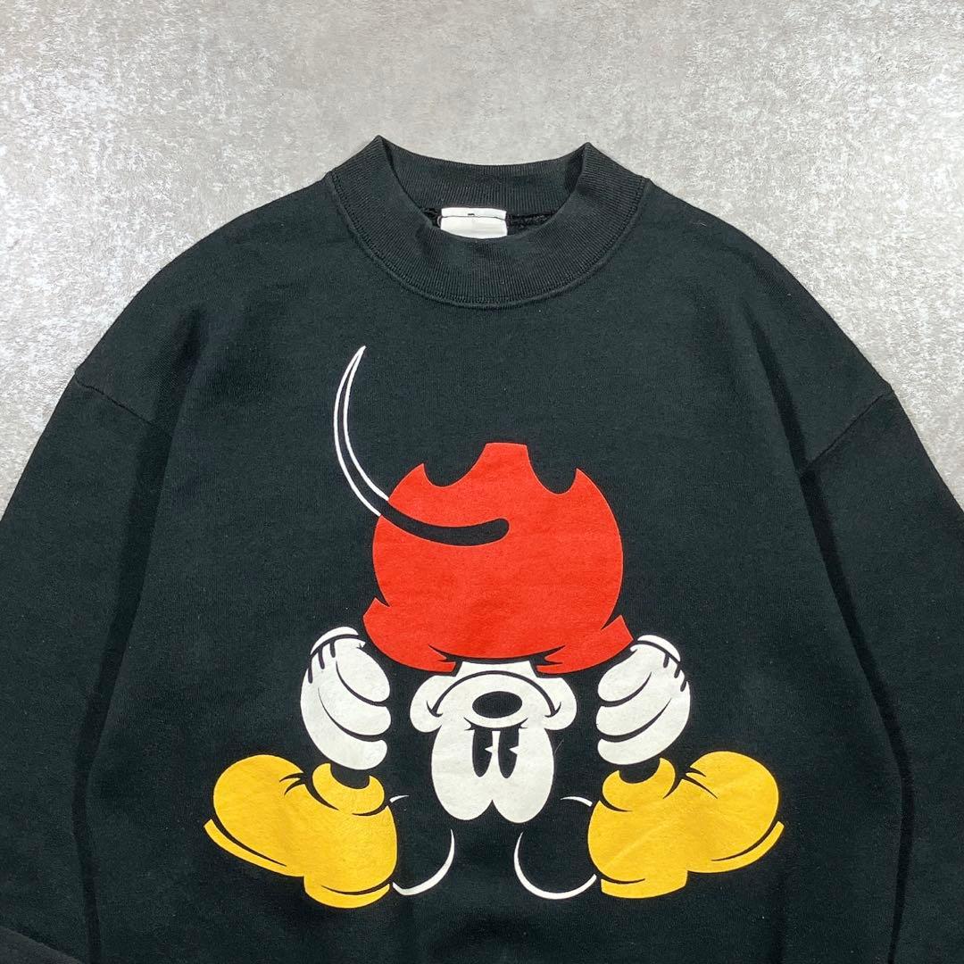 90s USA製 Disney 逆さミッキー スウェット 黒 ヴィンテージ