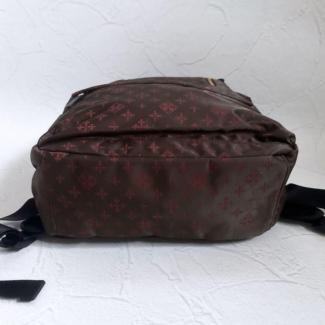 《美品》russet スクエアリュックサック モノグラム 大容量 A4 ブラウン