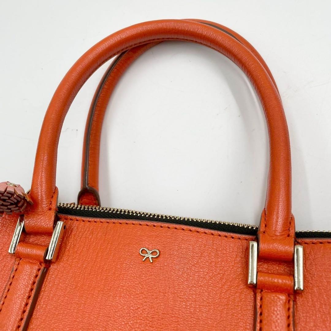 極美品　アニヤハインドマーチ　2way ハンドバッグ　レザー　タッセル　オレンジ