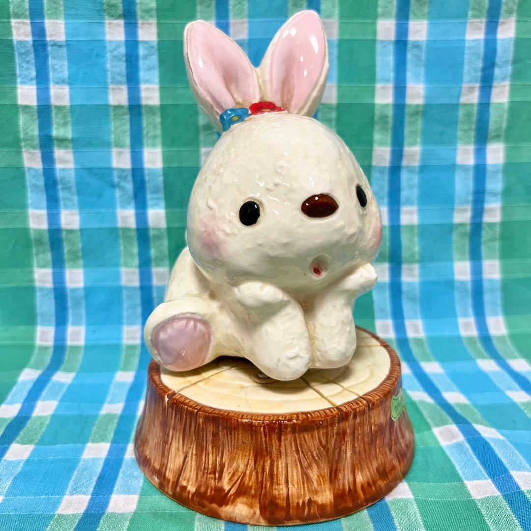 うさぎ オルゴール ウサギとカメ 貯金箱 陶器 昭和レトロ かわいい