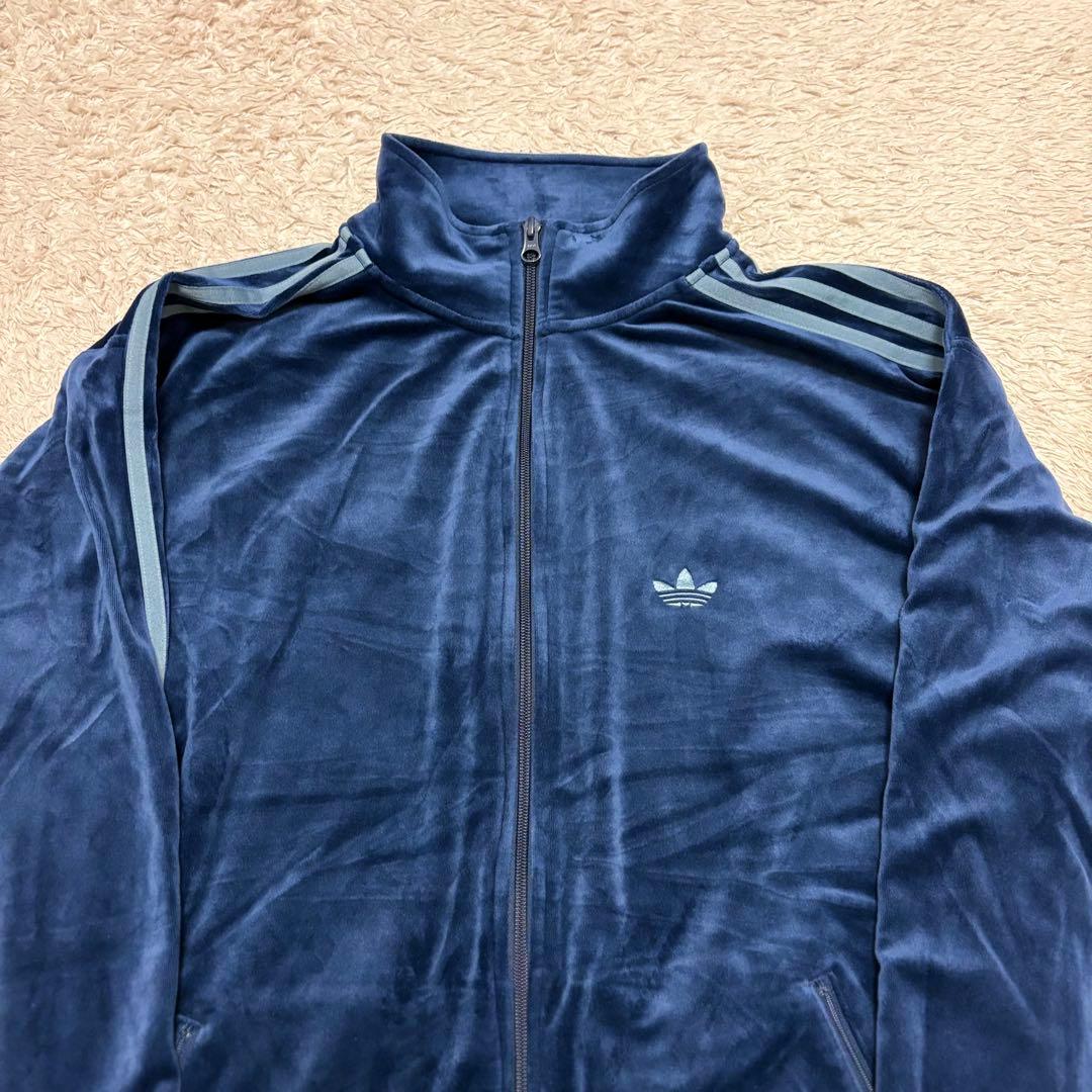 adidas アディダス ベロアトラックジャケット トレフォイルロゴ ブルー