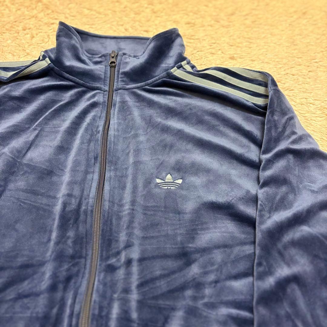 adidas アディダス ベロアトラックジャケット トレフォイルロゴ ブルー