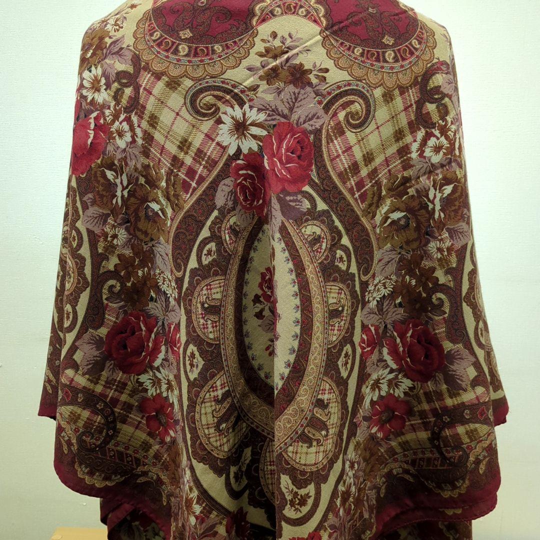 エトロ 大判スカーフ 花柄 ブラウン ワインレッド ○タグなし 楽天市場