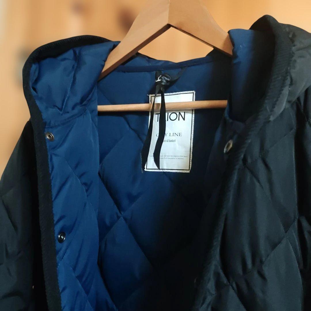 【美品】 TAION パイピング フード ロングダウンコート男女兼用