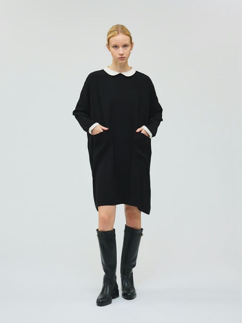 2025AW商品 ミズイロインド 衿付きサテンコクーンワンピース