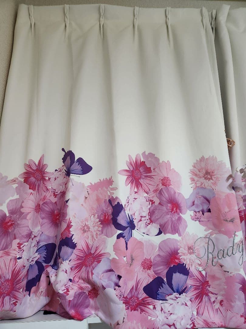 Rady終売品 house line エレフラ花柄カーテン ホワイト Rady