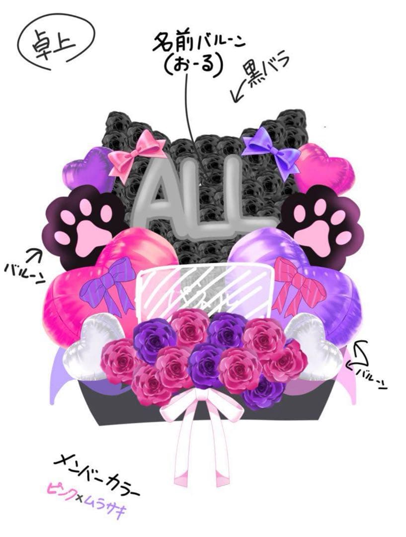 m.y　バルーンギフト　卓フラ　フラスタ　猫　生誕祭　バルスタ　推し