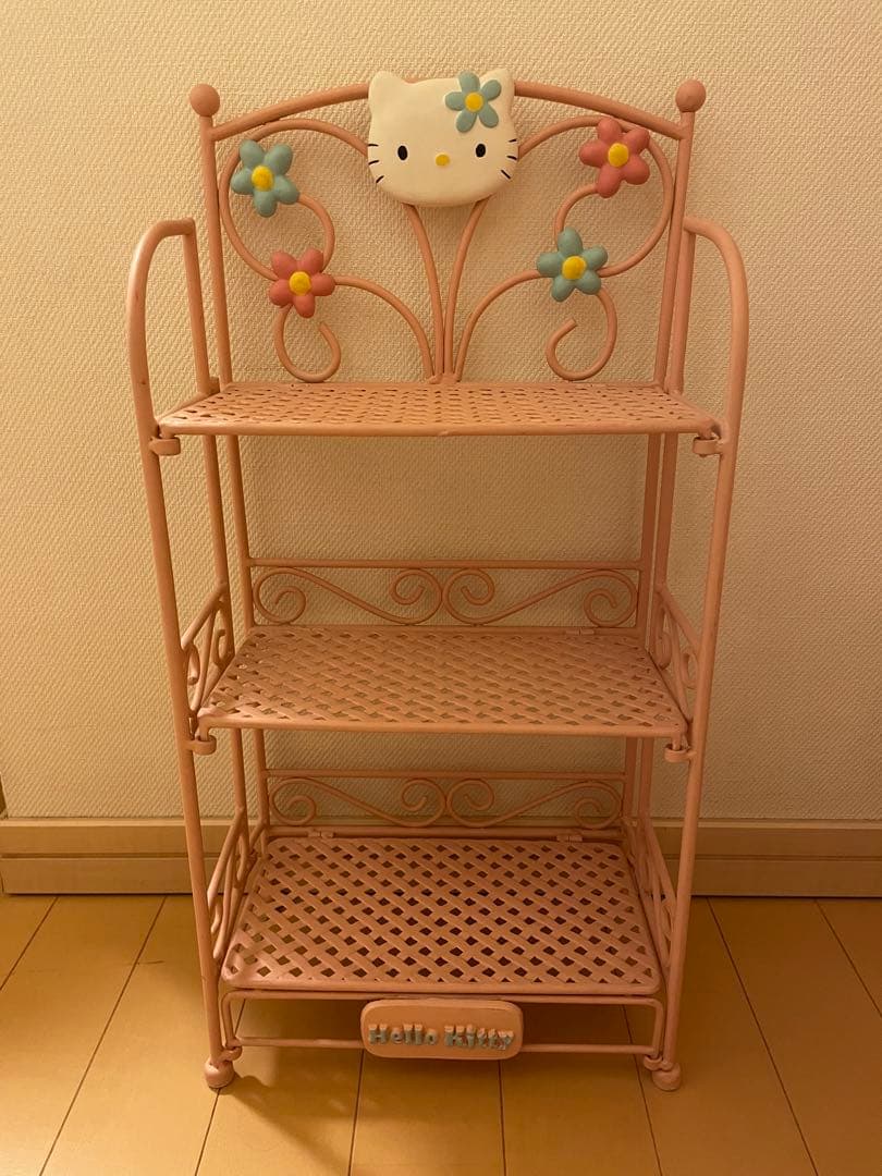 レア•平成レトロ】ハローキティ 3段 メタルラック スチールラック