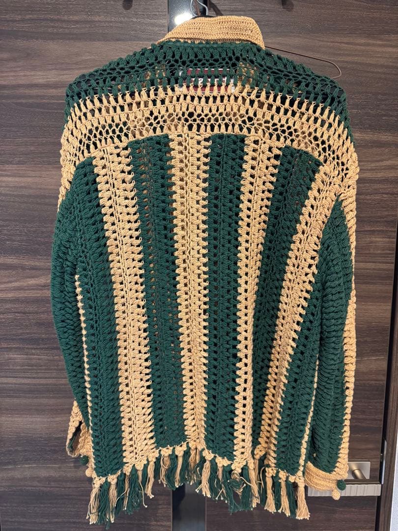 baziszt グリーンとベージュのシャツカーディガン