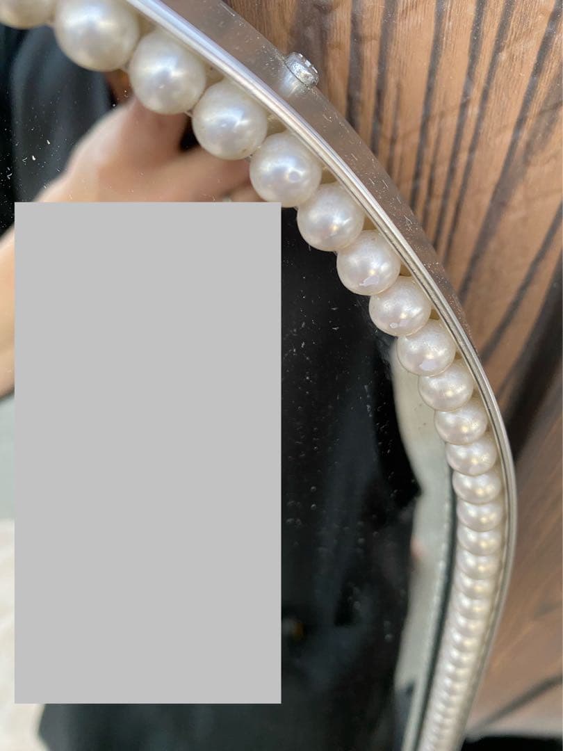 パール付壁掛けミラー　アンティーク　ヴィンテージ　ショップ　サロン　美容室　鏡