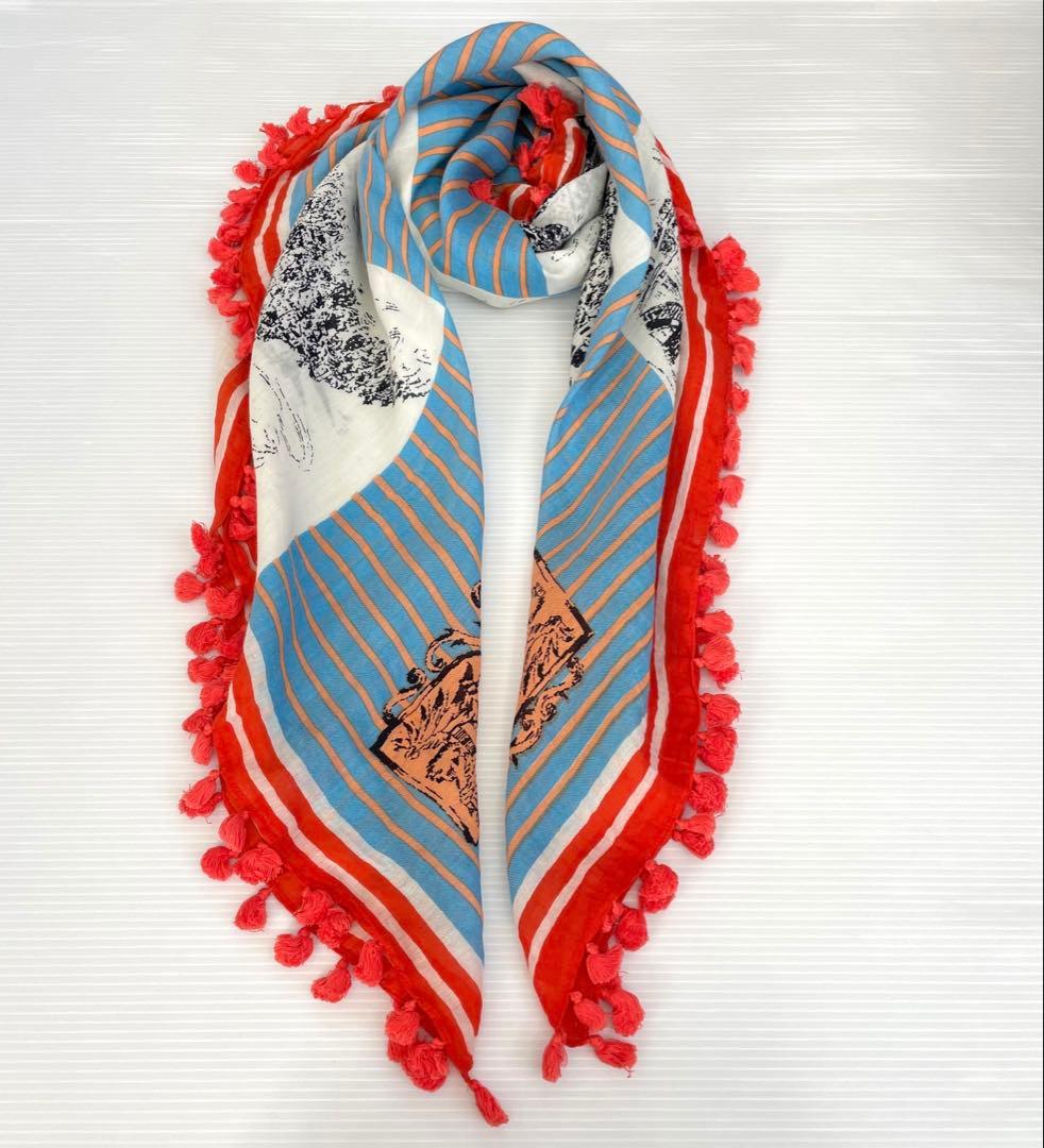 マニプリ manipuri / フリンジポンポン付ストール 定価14300円 - メルカリ