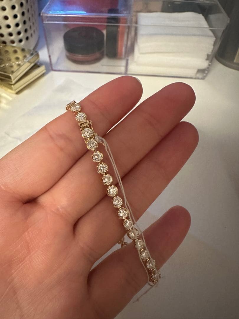 高品質天然ダイヤモンドブレスレット　K18YG 4.40ct