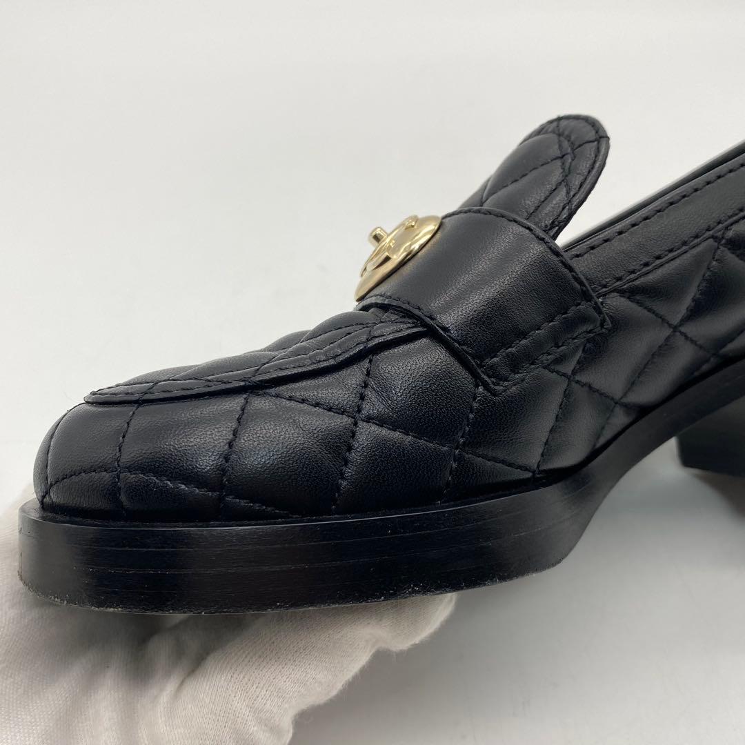 シャネル　CHANEL ローファー　ヒール　ハート　マトラッセ　キルティング