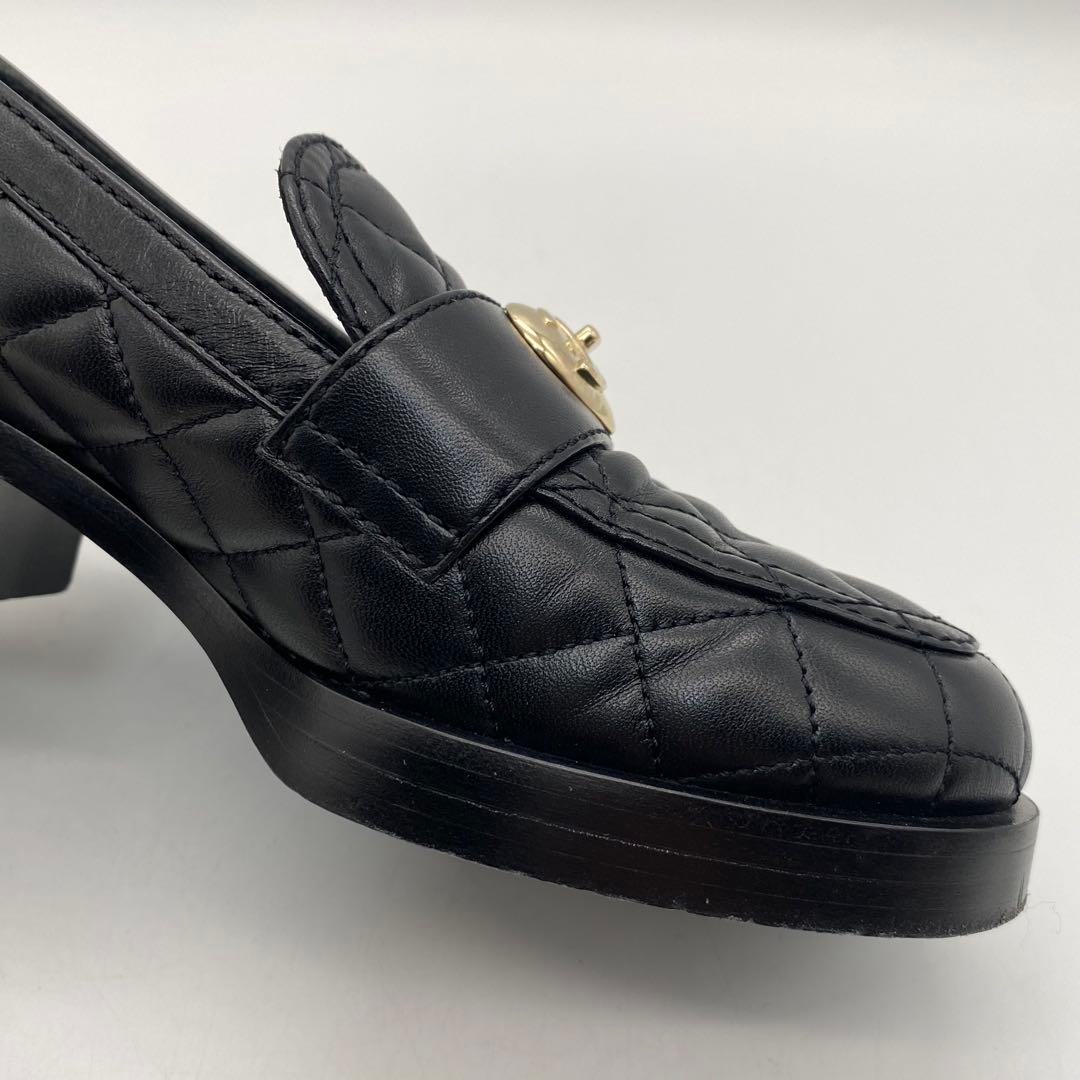 シャネル　CHANEL ローファー　ヒール　ハート　マトラッセ　キルティング
