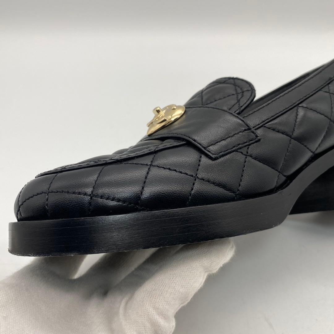 シャネル　CHANEL ローファー　ヒール　ハート　マトラッセ　キルティング