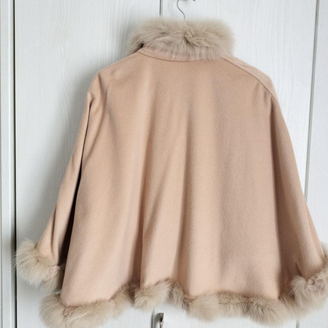 SAGA FURS カシミヤ　ブルーフォックス　 ポンチョ サガファー