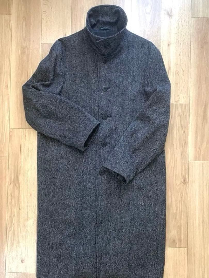 フランス製 agnes b アニエスべー ヘリンボーン ステンカラーコート