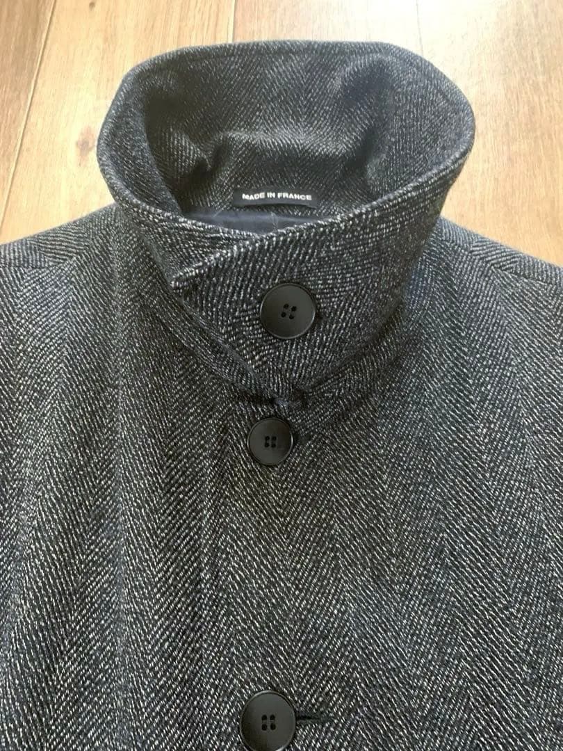 フランス製 agnes b アニエスべー ヘリンボーン ステンカラーコート