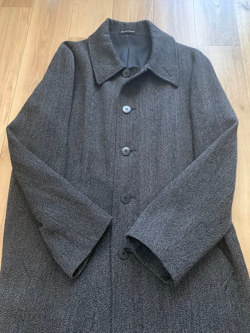 フランス製 agnes b アニエスべー ヘリンボーン ステンカラーコート