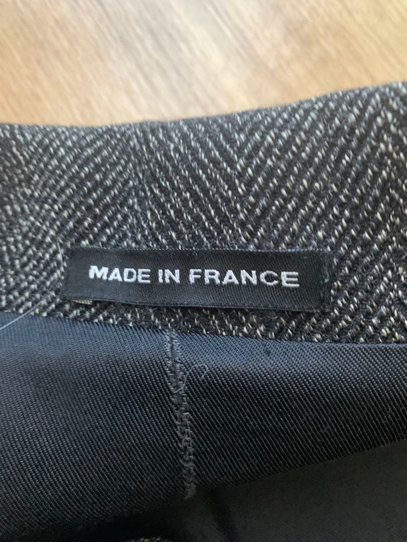 フランス製 agnes b アニエスべー ヘリンボーン ステンカラーコート