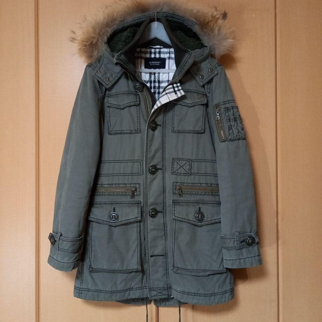 バーバリー　ブラックレーベル　リアルファー付き　モッズコート　サイズM