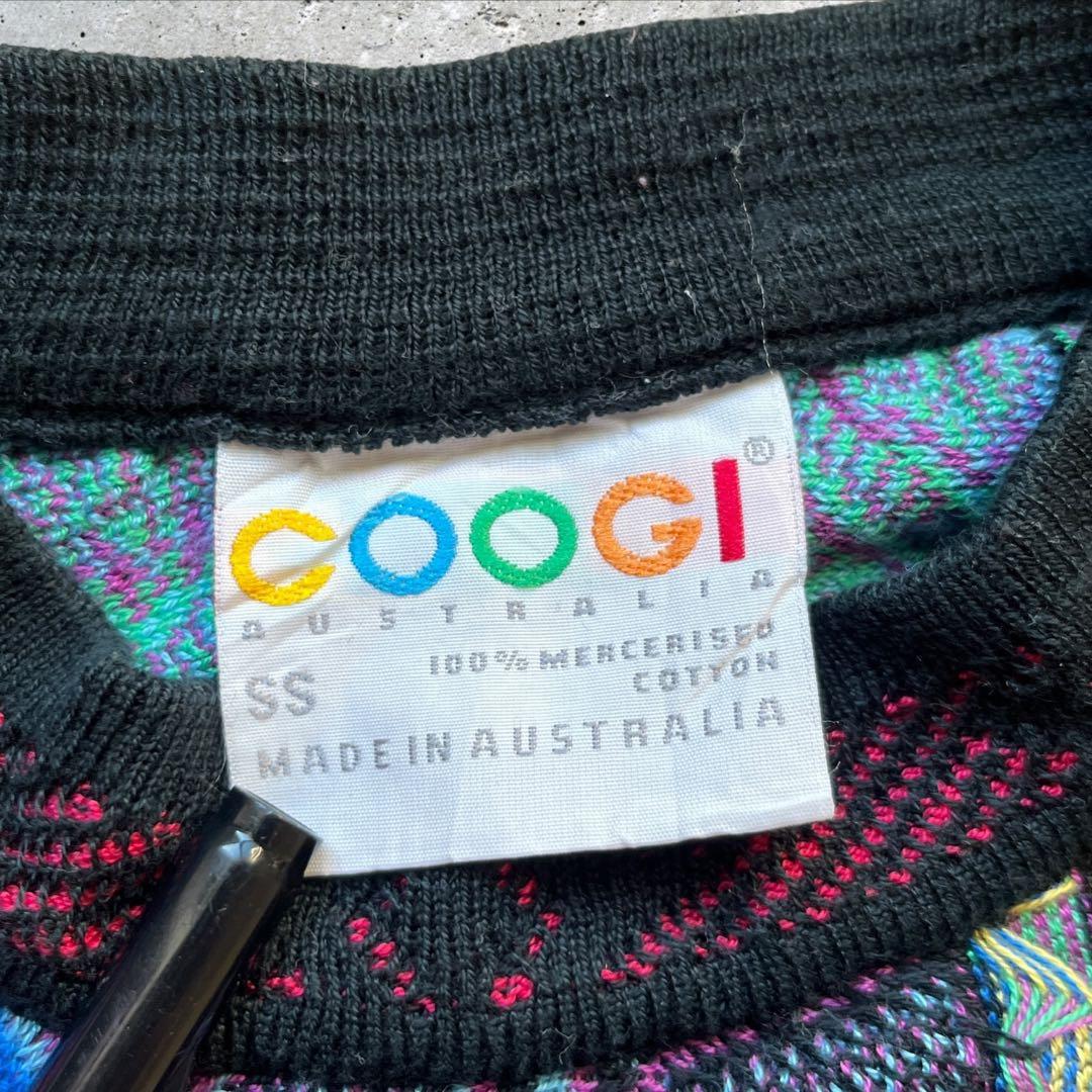 【90s】希少COOGIクージー立体編みニット　レインボーロゴ