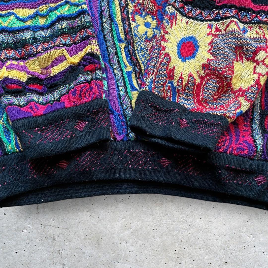 【90s】希少COOGIクージー立体編みニット　レインボーロゴ