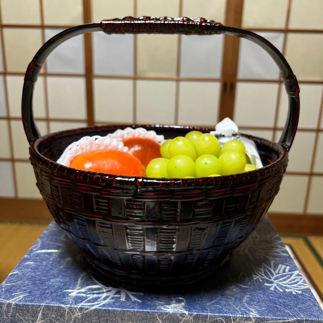 久留米 九藍 手付盛籠 九州籃胎漆器 らんたいバスケット 竹籠 漆器