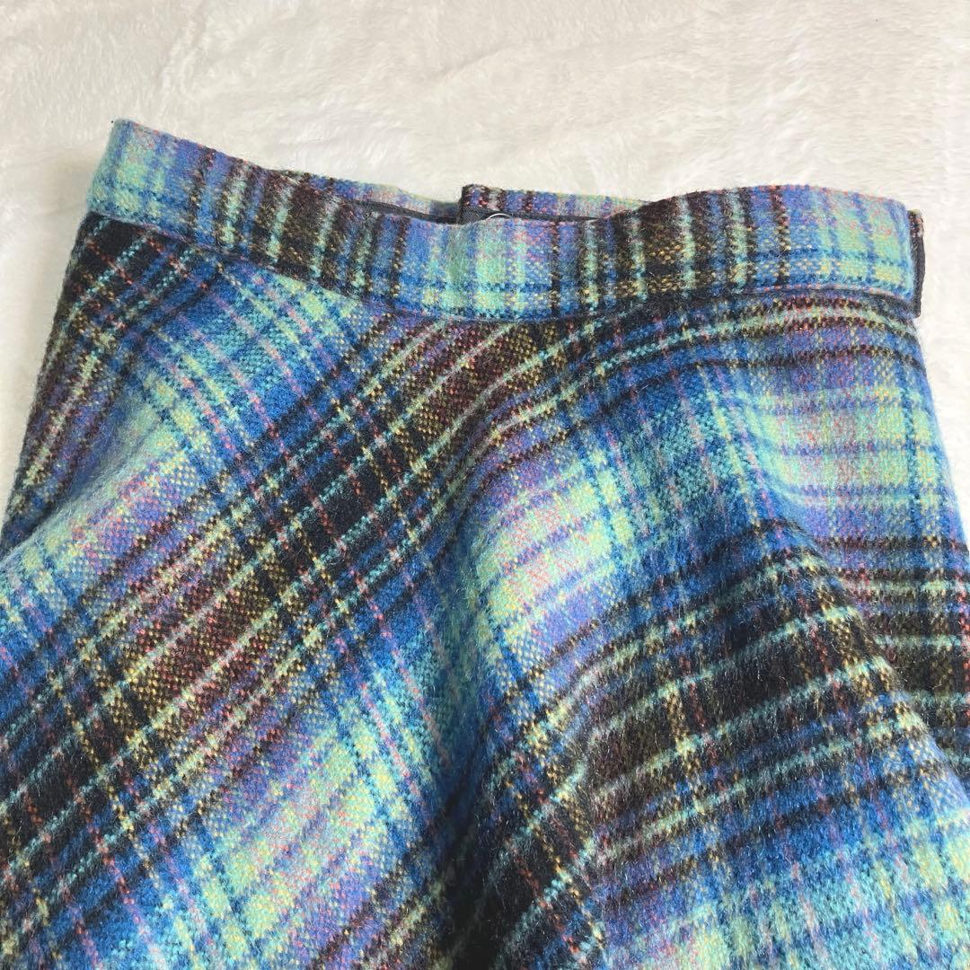 【本日21時迄価格】Y’s ヨウジヤマモト✨モヘヤ混変形デザインチェックスカート